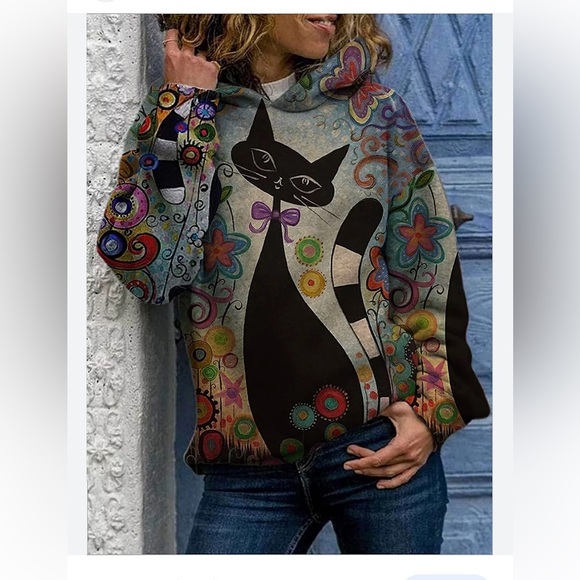 Tops - 3/$30 bundle! Cute!  Kitty Hoodie! M
